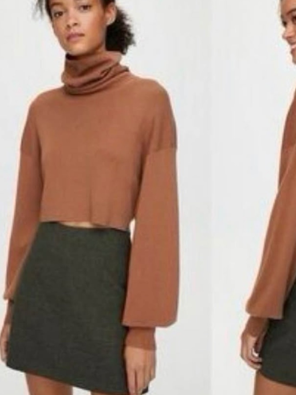 Wilfred brown cropped turtle neck sweater